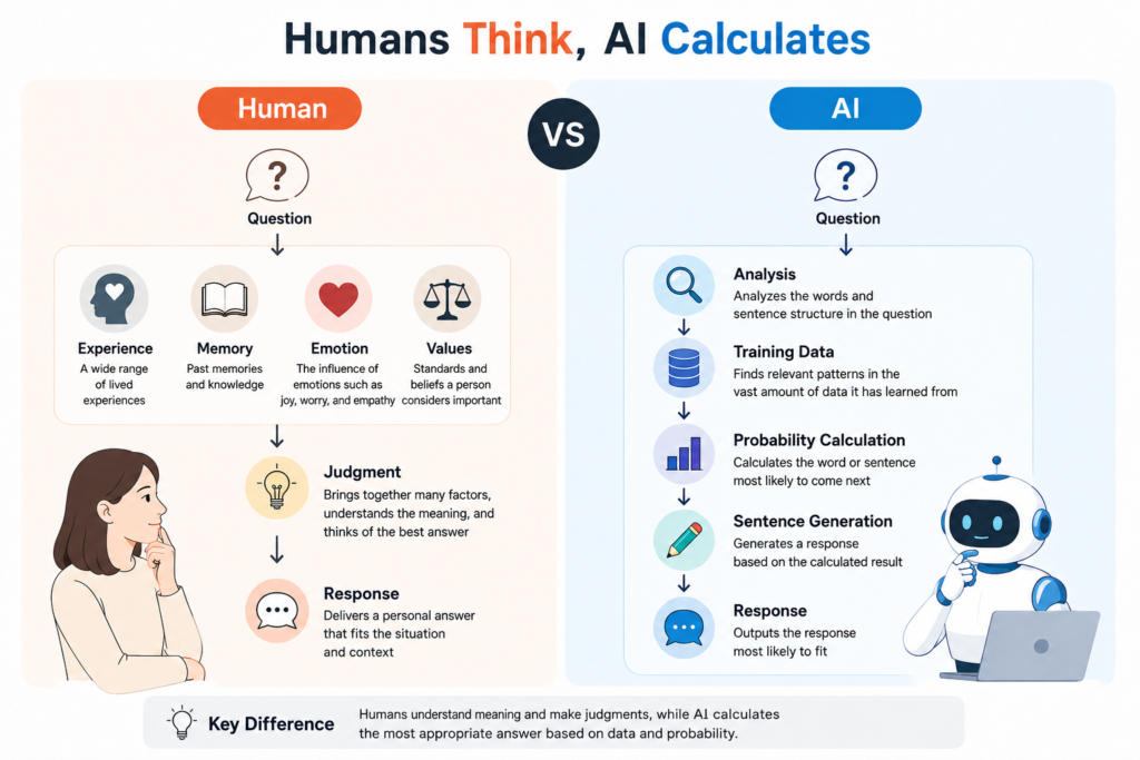 humans think, ai calculates.