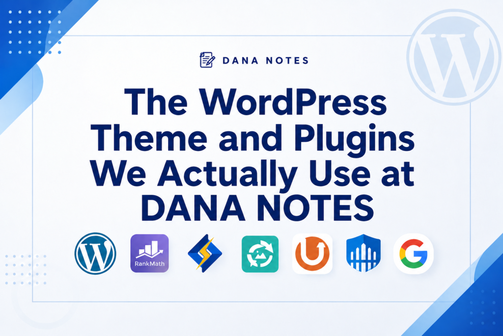 The WordPress theme and plugins actually used at DANA NOTES