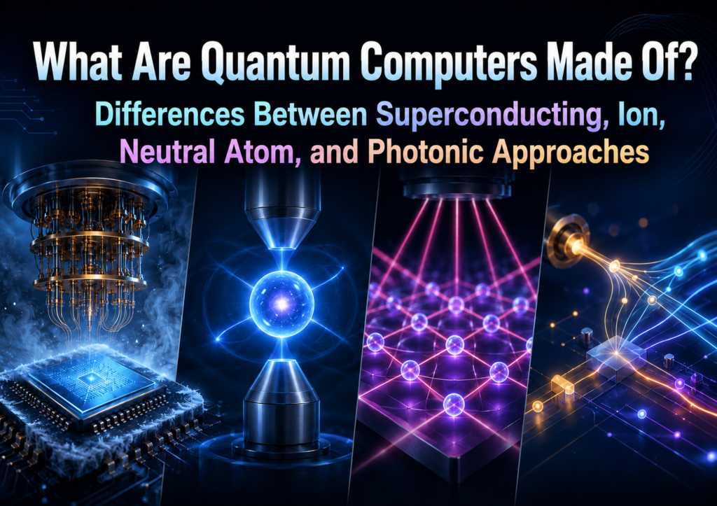 What Are Quantum Computers Made Of? Superconducting, Ion, Neutral Atom, and Photonic Approaches